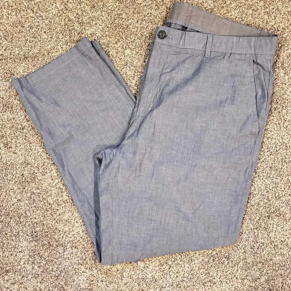 Calvin Klein Men's Blue Linen Straight Chino Pants 40